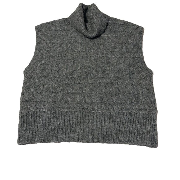 Old Navy Women Medium Gray Cable Knit Turtleneck Sweater Vest Minimalist Peppy - Picture 1 of 11